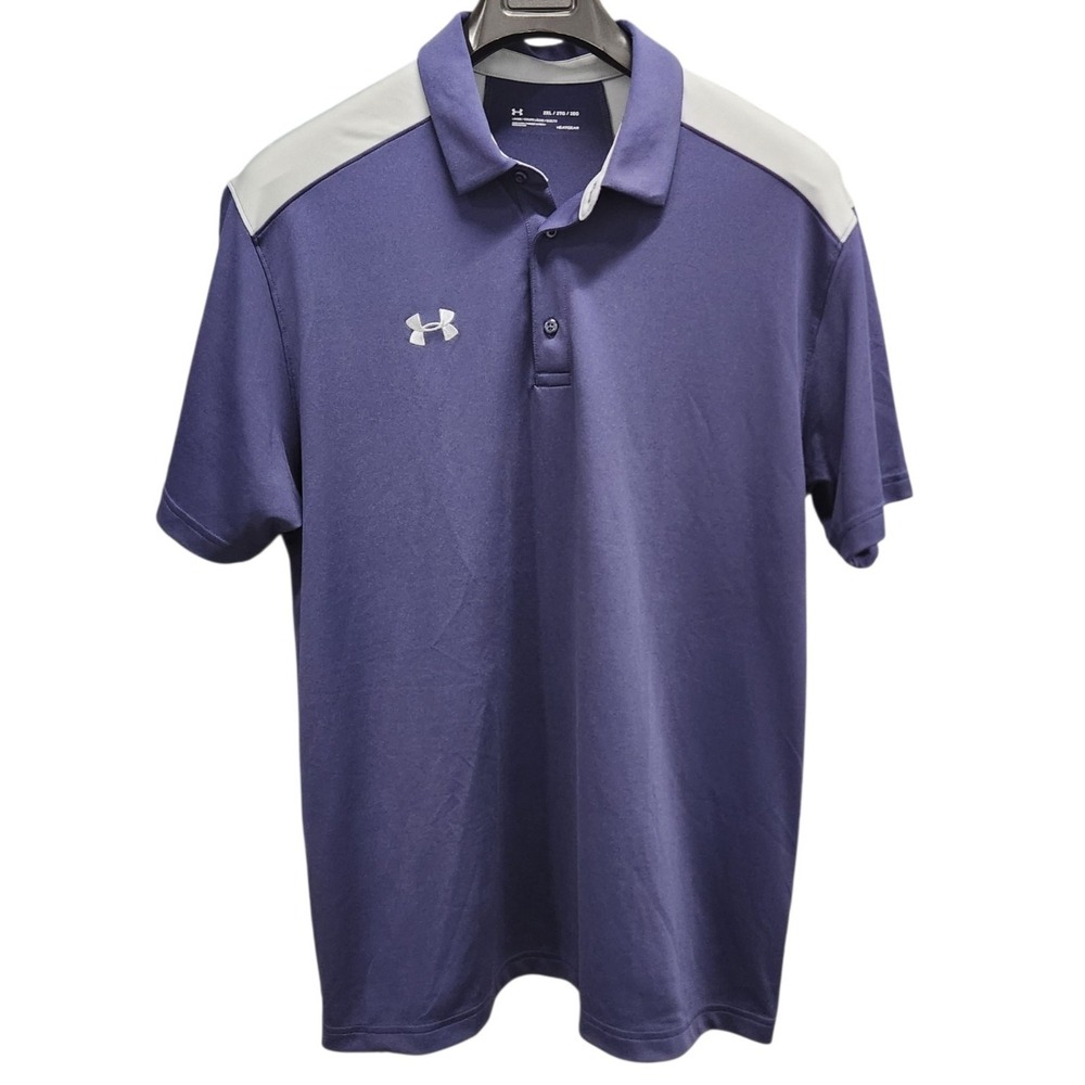 Under Armour Mens Polo Shirt 2XL Blue Gray HeatGear Loose Golf New With Tag